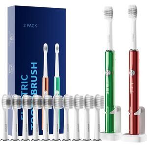 🔥2 Pack Sonic Electric Toothbrushes with 10 Brush Heads BNWT🔥
